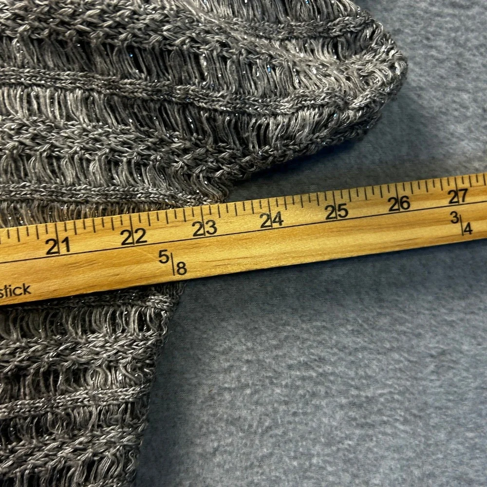 DressBarn Womens 1X Gray Metallic Shimmer Textured Knit‎ Boho Sweater Layer Top